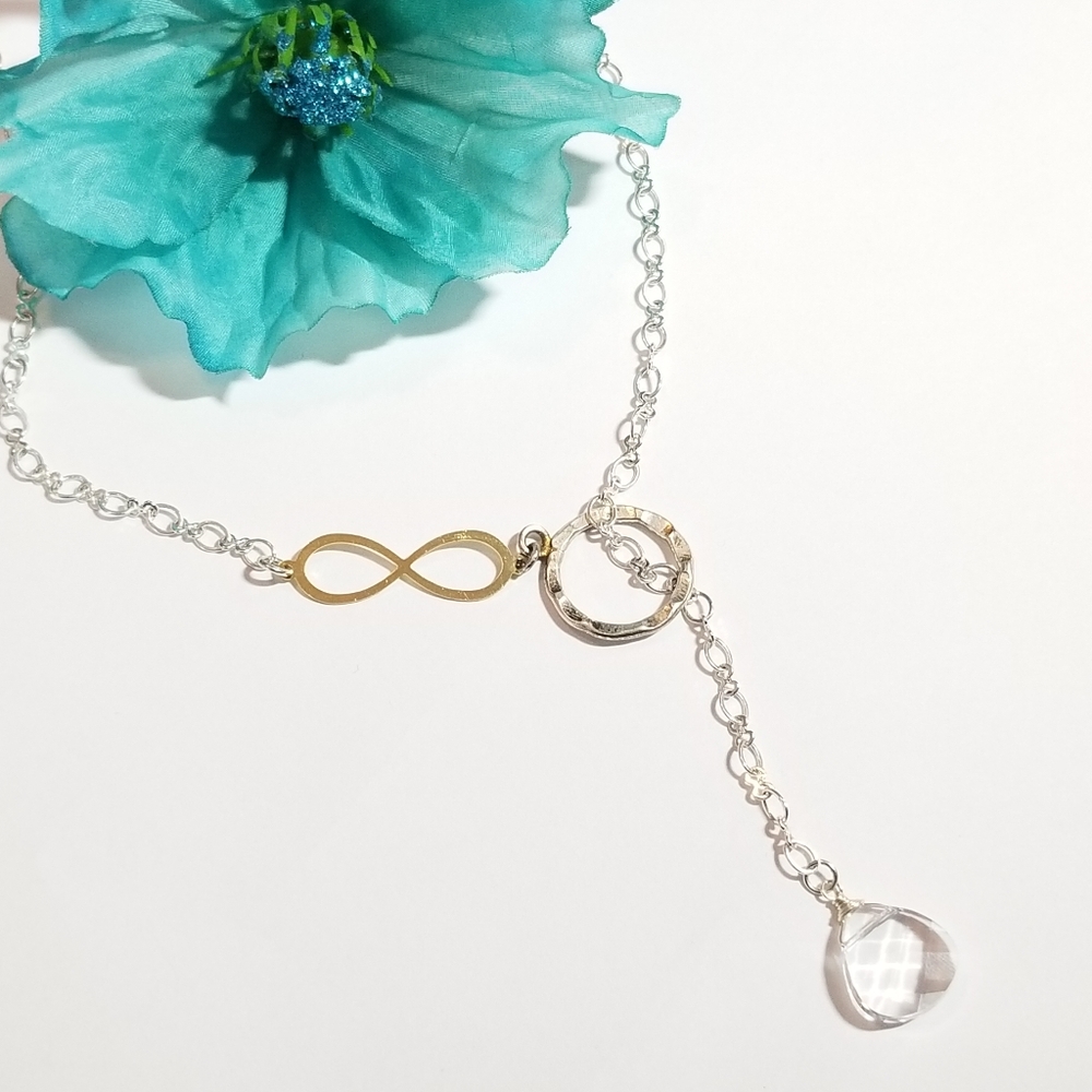 Infinity Symbol Necklace Thread Through Clear Bri… - image 2